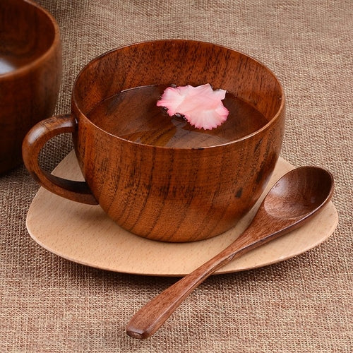 Handcrafted Wooden Coffee Mug & Spoon Set
