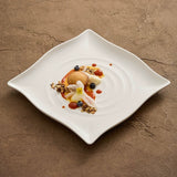 Modern Concentric Ripple Square Plate — Minimalist Ceramic Dinnerware