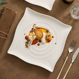 Modern Concentric Ripple Square Plate — Minimalist Ceramic Dinnerware