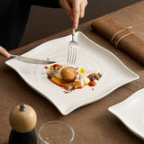 Modern Concentric Ripple Square Plate — Minimalist Ceramic Dinnerware