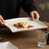 Modern Concentric Ripple Square Plate — Minimalist Ceramic Dinnerware