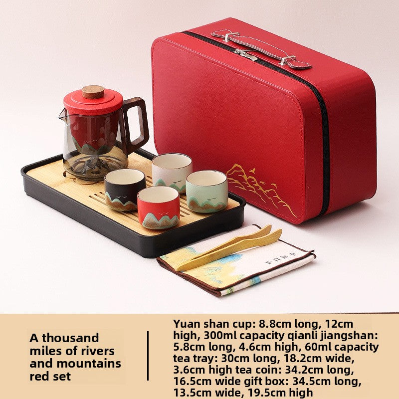 Portable Travel Tea Set with Traditional Design